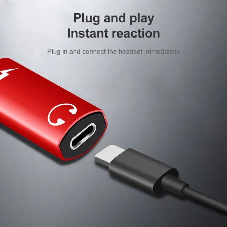 2 in 1 8 Pin Male to Dual 8 Pin Female Charging and Listening to Music Audio Earphone Adapter, Compatible with All IOS Systems(Red)