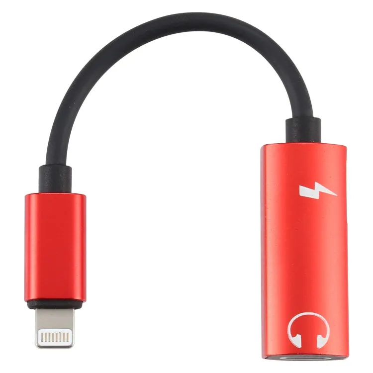2 in 1 8 Pin Male to Dual 8 Pin Female Charging and Listening to Music Audio Earphone Adapter, Compatible with All IOS Systems(Red)
