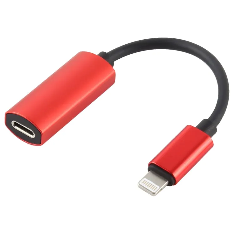 2 in 1 8 Pin Male to Dual 8 Pin Female Charging and Listening to Music Audio Earphone Adapter, Compatible with All IOS Systems(Red)