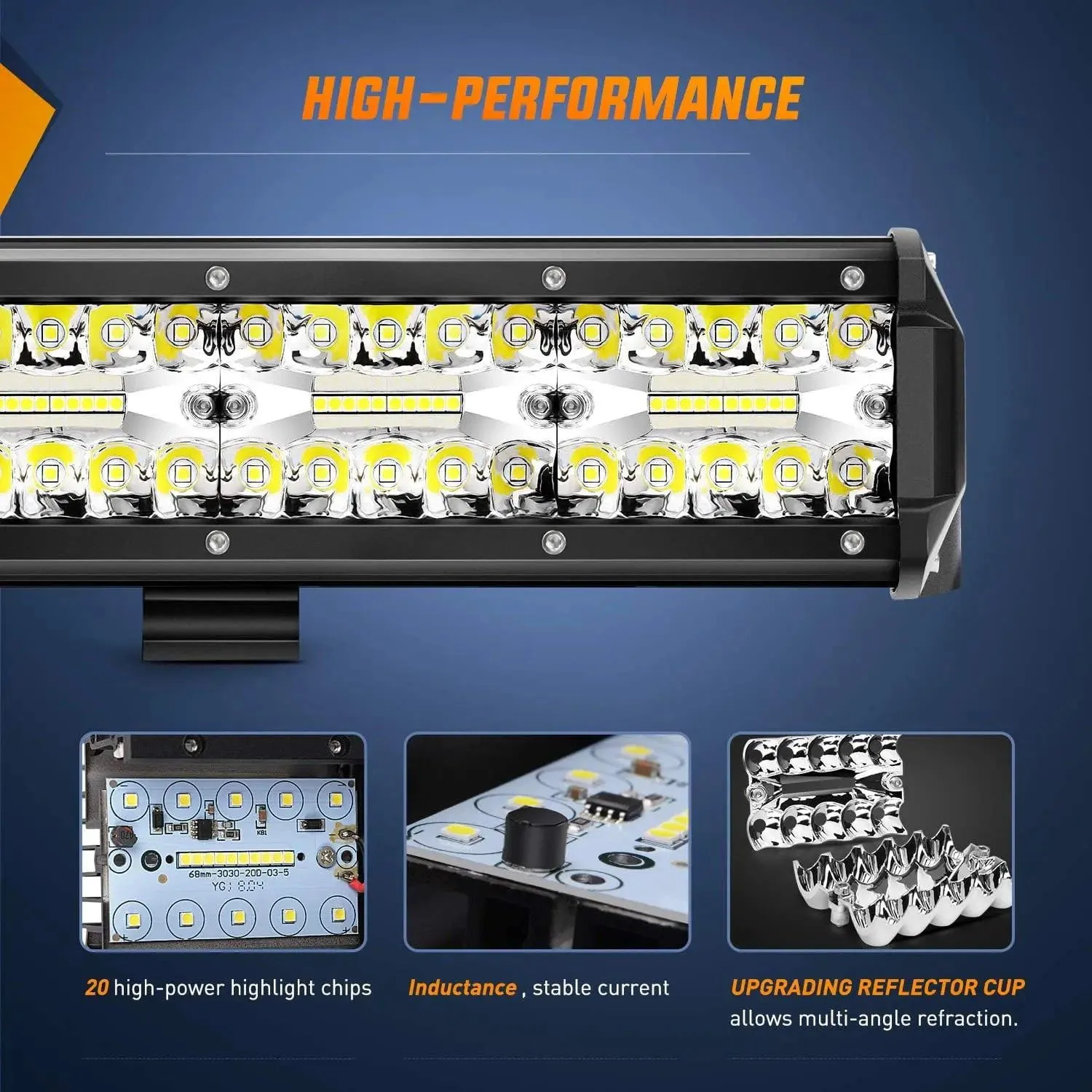 20 Inch 420W Triple Row Spot Flood Led Light Bar