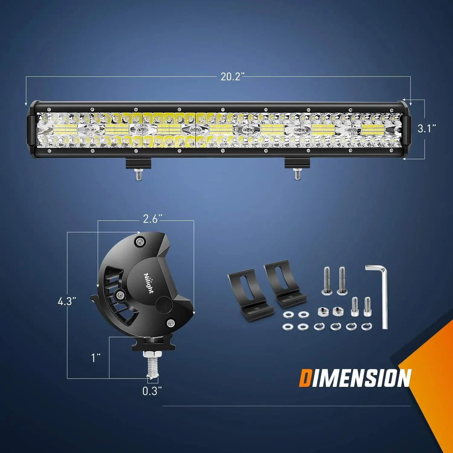 20 Inch 420W Triple Row Spot Flood Led Light Bar