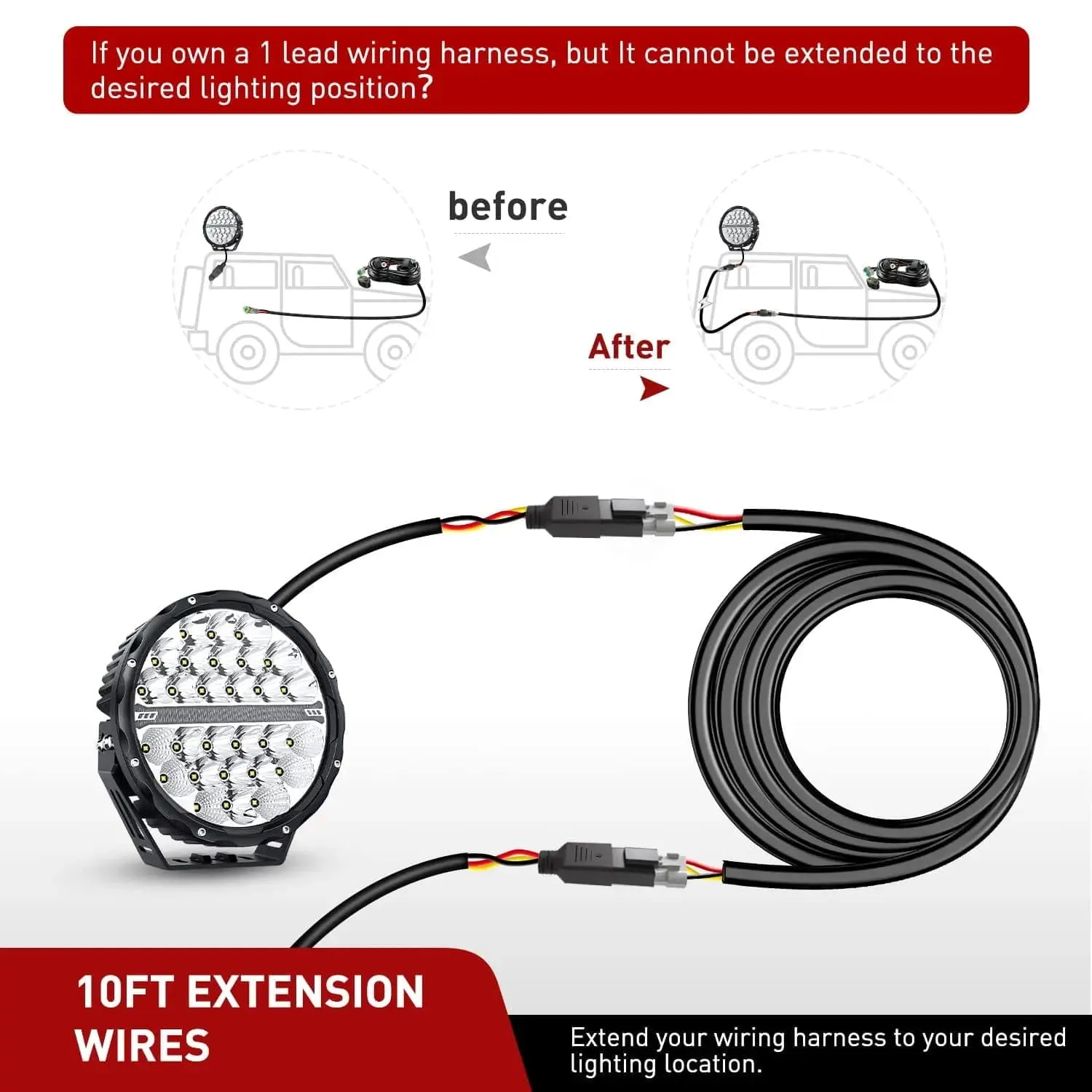 2PCS 16AWG 10FT Wire Extension Kit 3Pin Socket DT Connector