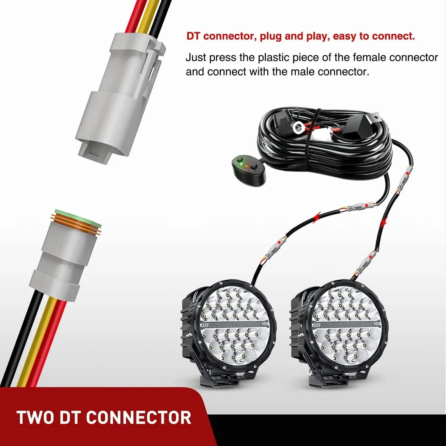 2PCS 16AWG 10FT Wire Extension Kit 3Pin Socket DT Connector