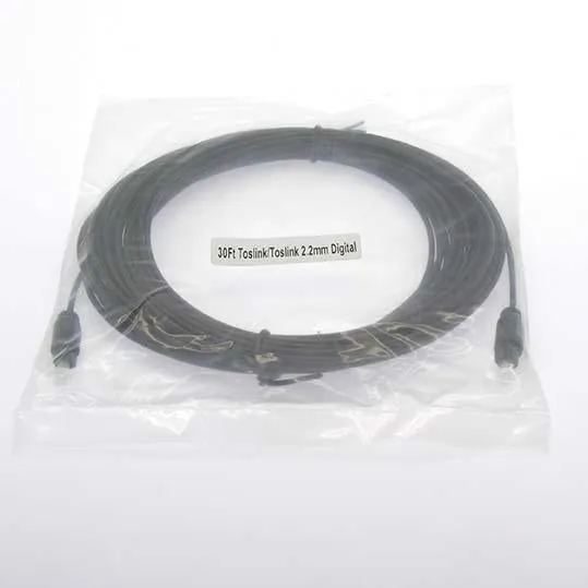 30Ft Toslink/Toslink 2.2mm Digital Audio Cable