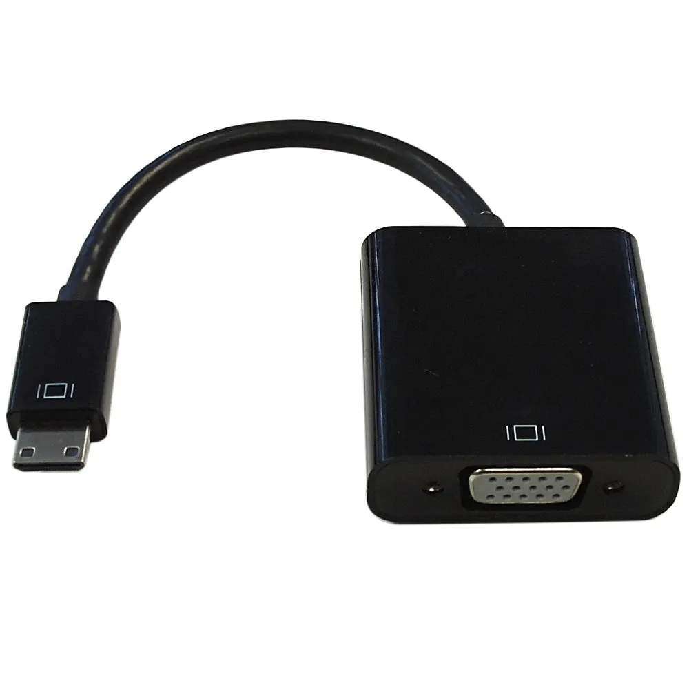 6 inch Mini-HDMI Male to VGA Female   3.5mm Female Adapter - Black - Digital Camera/Camcorder to VGA Display