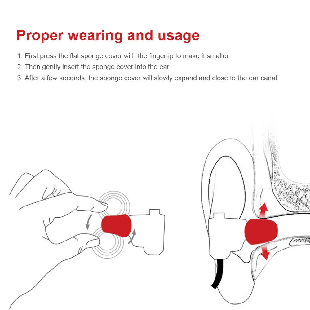 6pcs Memory Foam Ear Tips Headphone Sponge Earbuds Noise Isolation Ear Cushions Cap for In-ear Earphone