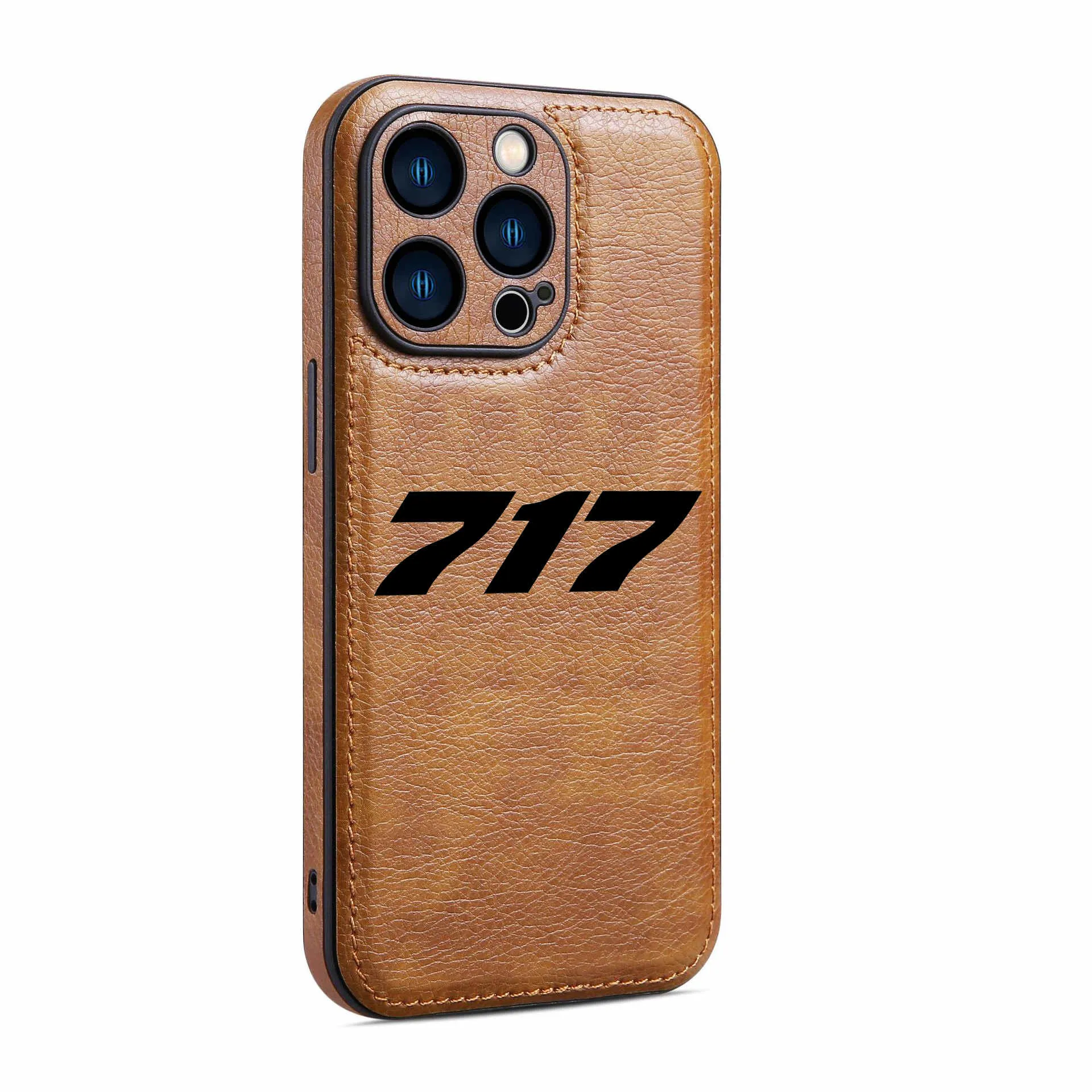 717 Flat Text Designed Leather iPhone Cases