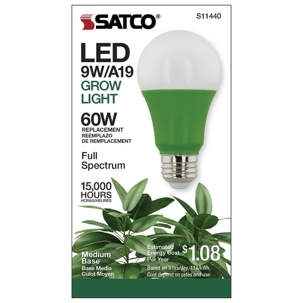 9W - A19 LED - Full Spectrum Plant Grow Lamp - Medium Base - 120V