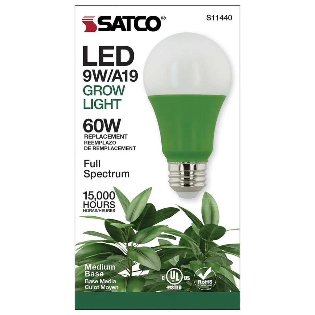 9W - A19 LED - Full Spectrum Plant Grow Lamp - Medium Base - 120V