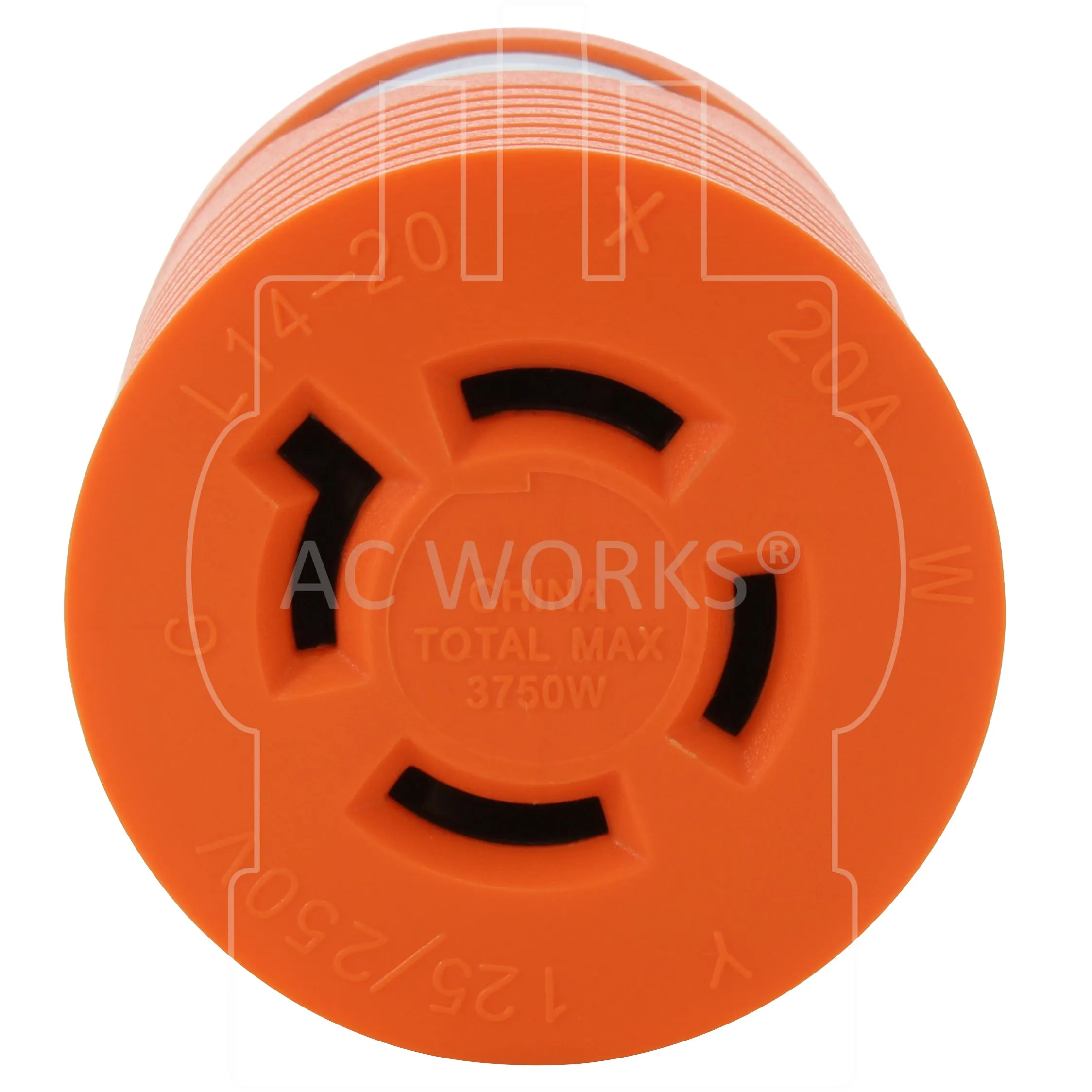 AC WORKS® [ADL530L1420] Locking Adapter L5-30P to L14-20R (Hots Bridged) 20A 125/250V