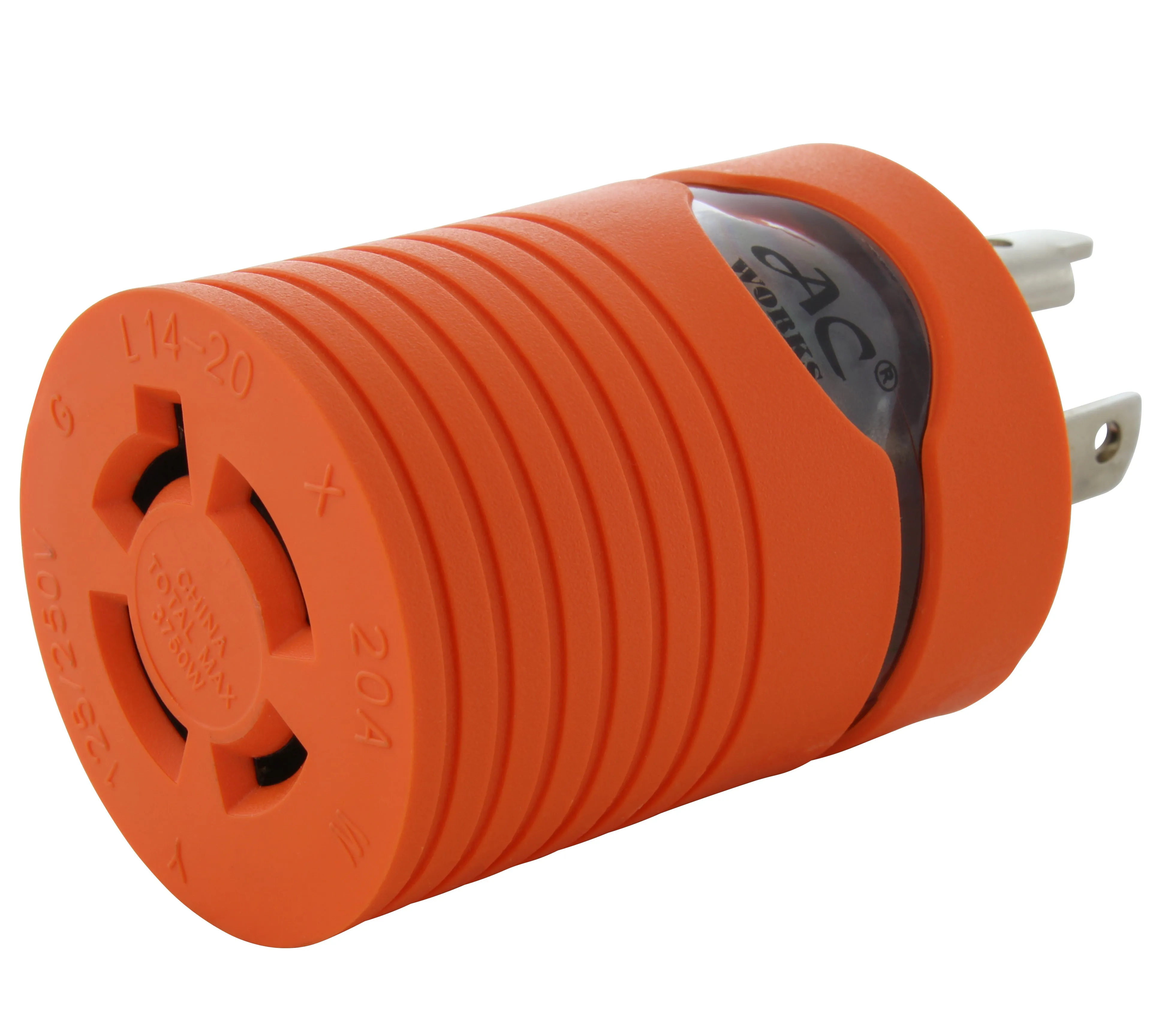 AC WORKS® [ADL530L1420] Locking Adapter L5-30P to L14-20R (Hots Bridged) 20A 125/250V
