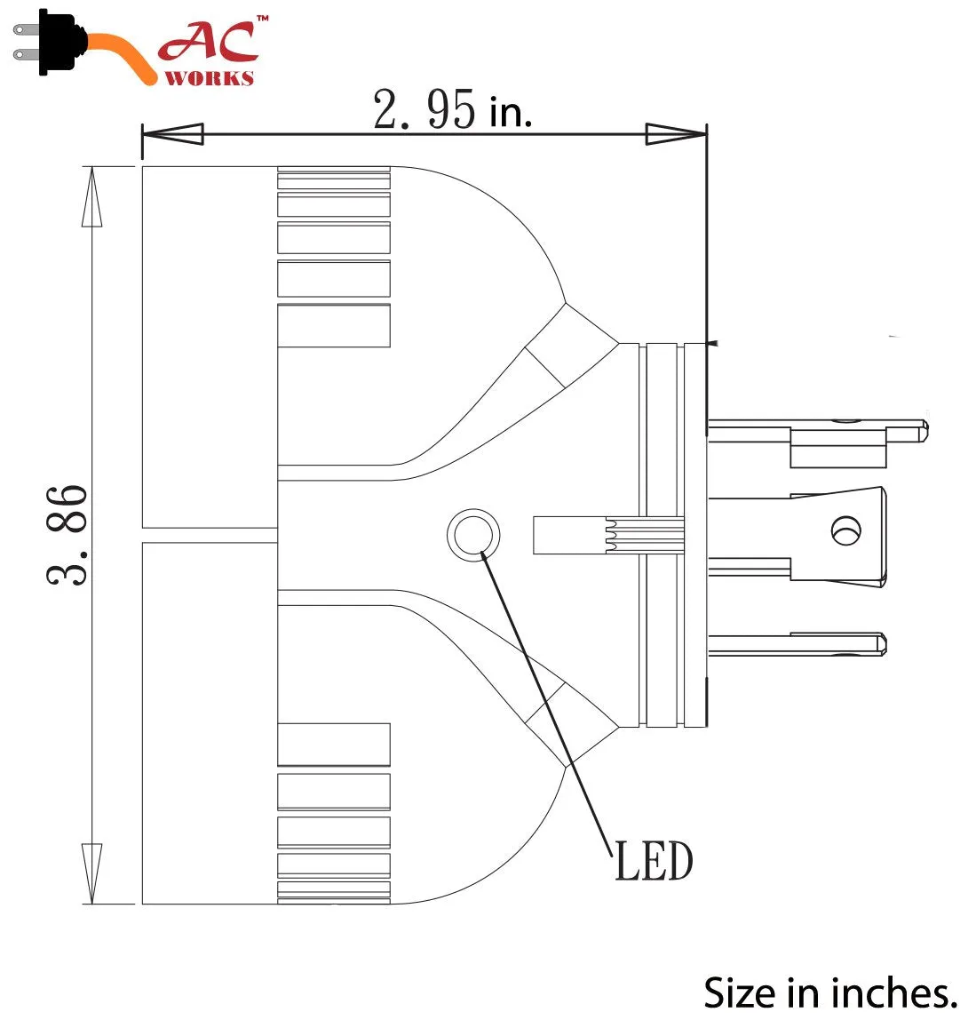 AC WORKS® V-DUO [ADVL1430520] Generator Adapter NEMA L14-30P 30A Plug to (2) 15/20A Connectors