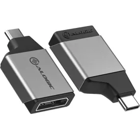 Alogic Ultra Mini USB-C to DisplayPort Adapter - 1 Pack - 1 x DisplayPort Digital Audio/Video Female - 1 x Type C USB Male - 3840 x 2160 Supported - Space Gray