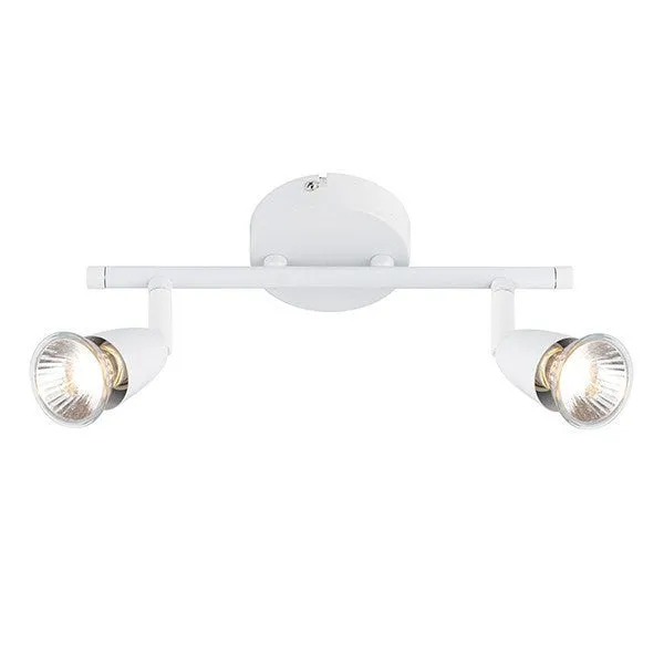 Amalfi 2 x 50 Watt GU10 Twin Bar Gloss White Spot Light