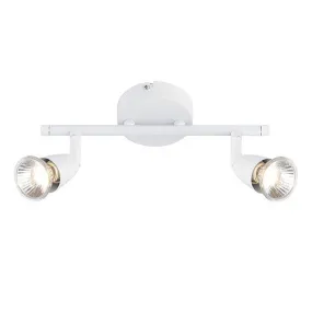 Amalfi 2 x 50 Watt GU10 Twin Bar Gloss White Spot Light