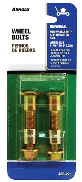 ARNOLD ASB-225 Wheel Bolt, Universal, Steel, For: Wheels with 1/2 in Dia Bore and Hub Width From 1-1/8 to 2 in Long :CD: QUANTITY: 1