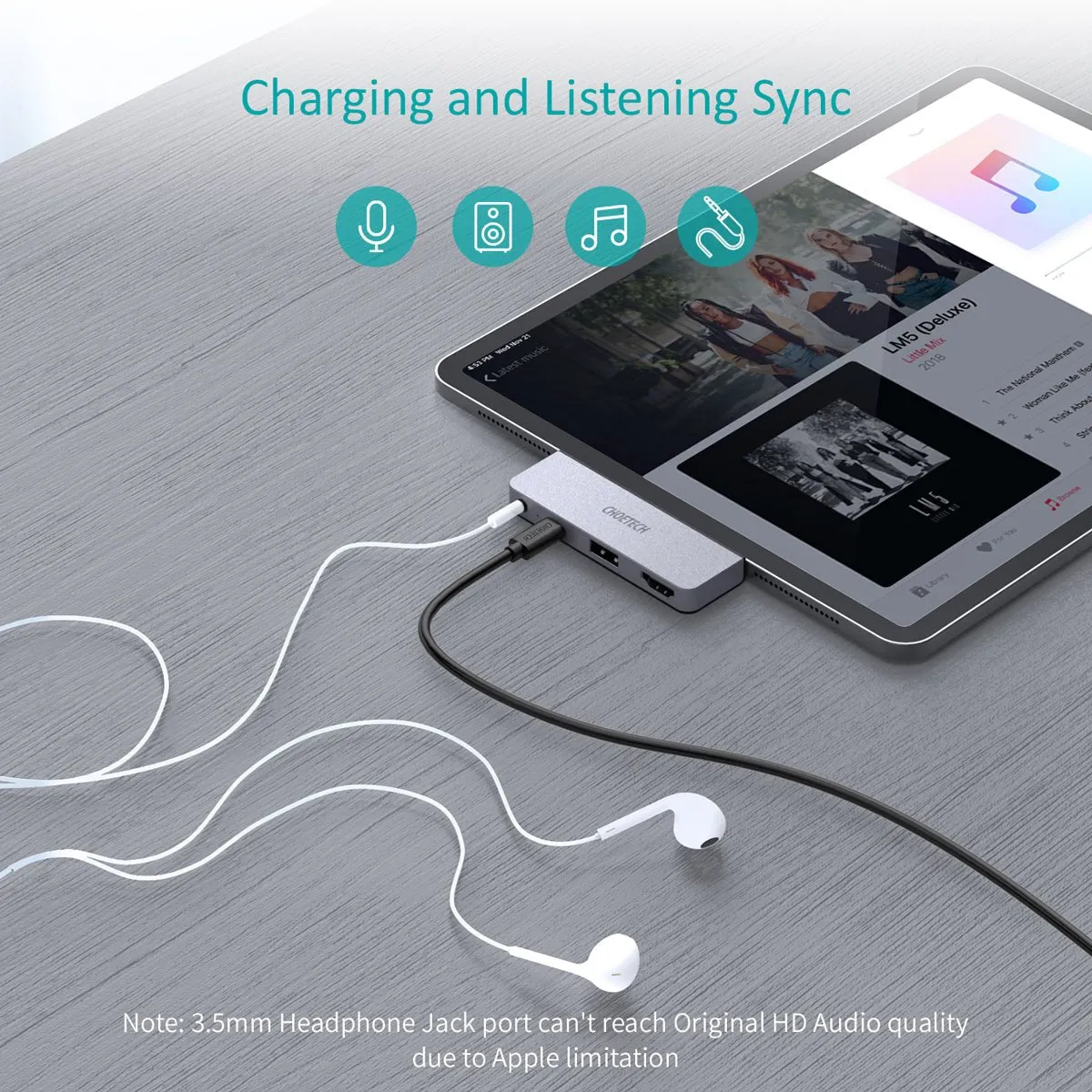 Choetech 4 in 1 USB C Dock For all usb C Devices - Grey HUB-M13-BK