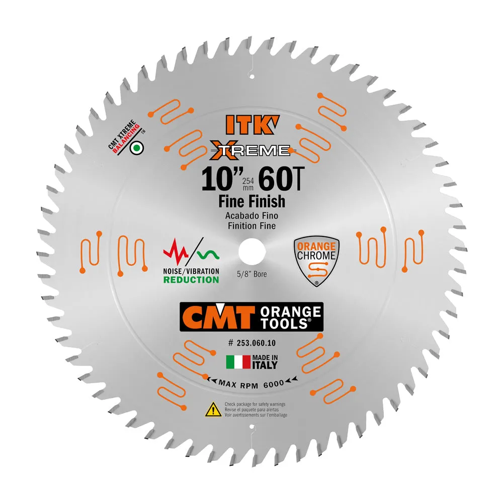 CMT Orange ITK Ultimate Cross Cut Saw Blade 10" x T60 ATB with 5/8-Inch Bore (0.098" Thin Kerf)