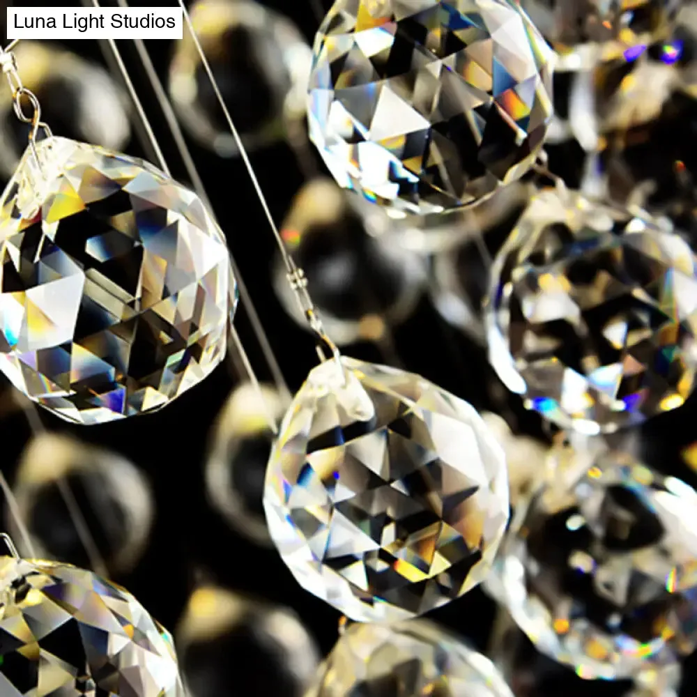 Contemporary Crystal LED Ceiling Mount Light with Chrome Finish in 3 Sizes