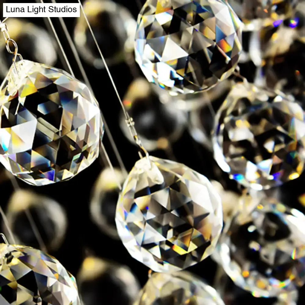 Contemporary Crystal LED Ceiling Mount Light with Chrome Finish in 3 Sizes