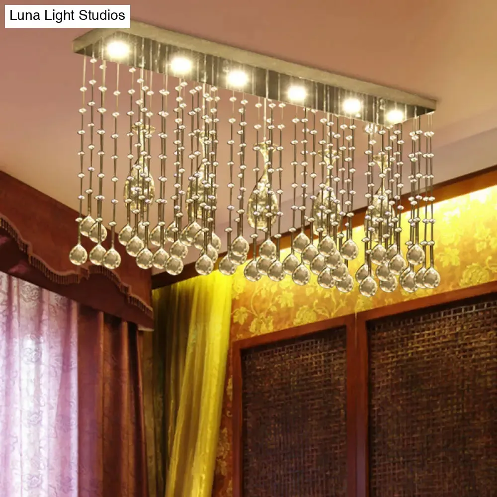Contemporary Crystal LED Ceiling Mount Light with Chrome Finish in 3 Sizes