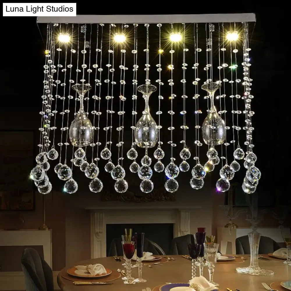 Contemporary Crystal LED Ceiling Mount Light with Chrome Finish in 3 Sizes