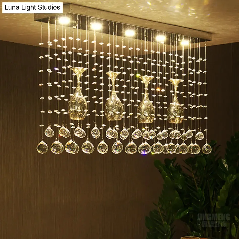 Contemporary Crystal LED Ceiling Mount Light with Chrome Finish in 3 Sizes