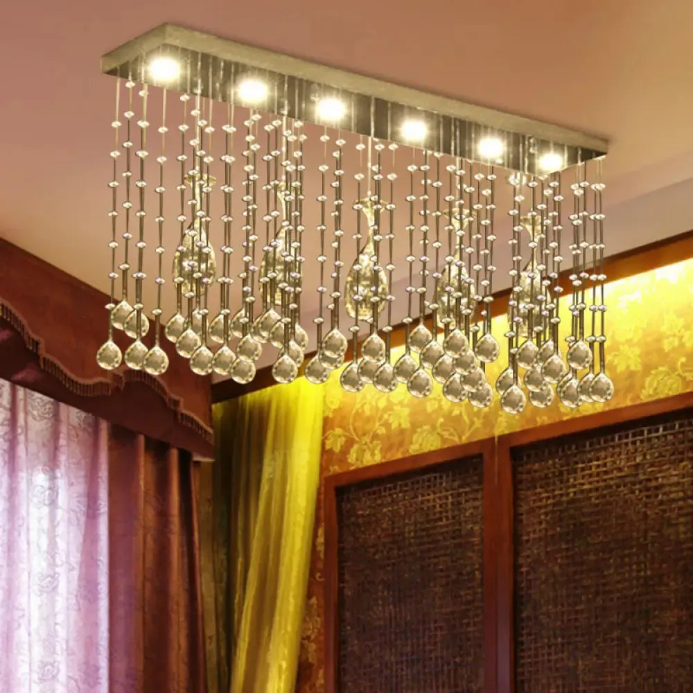 Contemporary Crystal LED Ceiling Mount Light with Chrome Finish in 3 Sizes