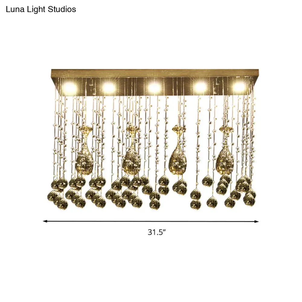 Contemporary Crystal LED Ceiling Mount Light with Chrome Finish in 3 Sizes