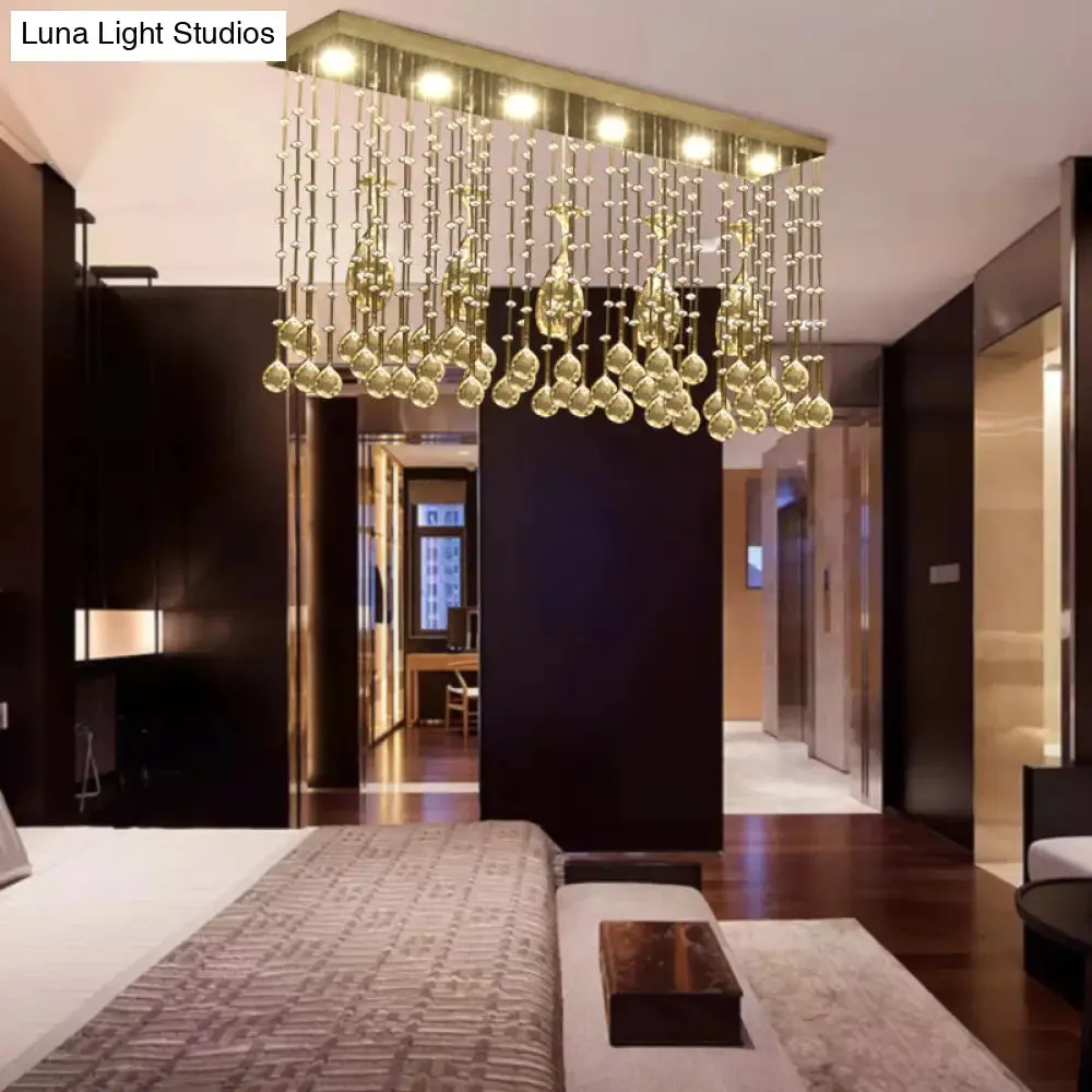 Contemporary Crystal LED Ceiling Mount Light with Chrome Finish in 3 Sizes