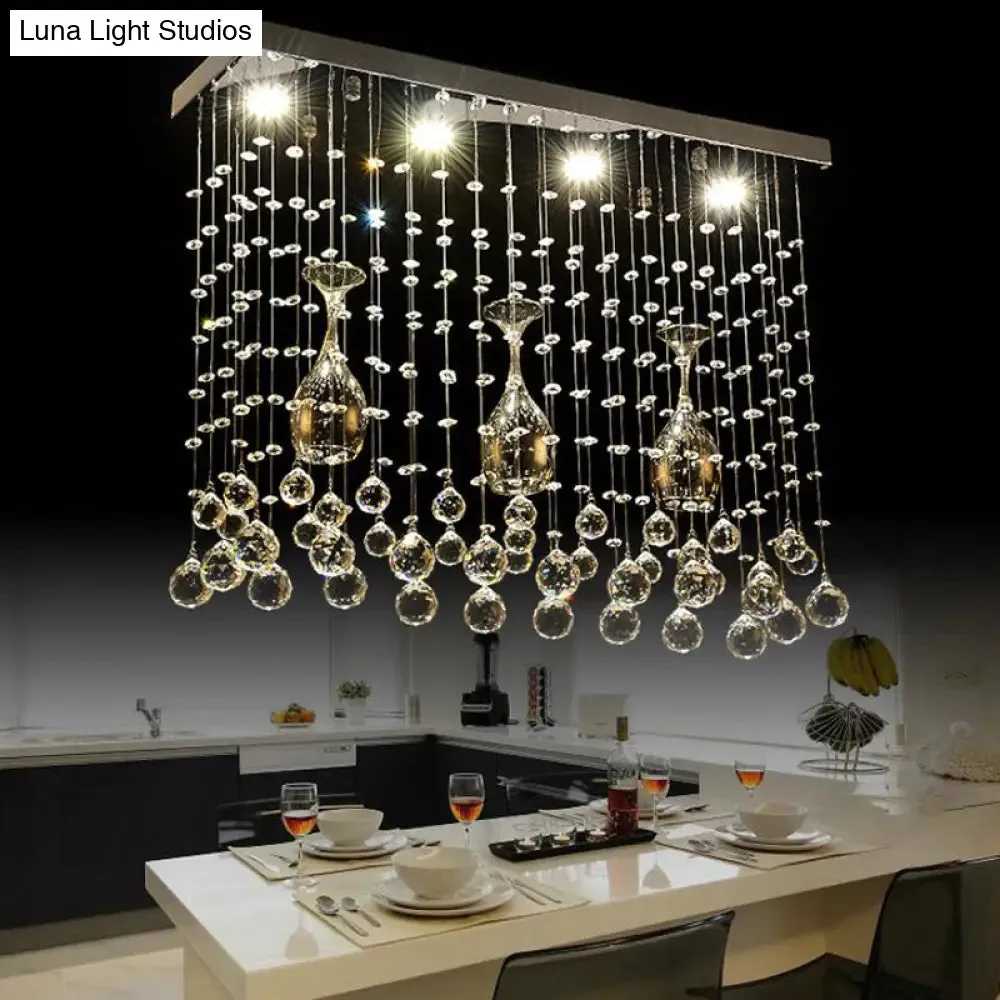 Contemporary Crystal LED Ceiling Mount Light with Chrome Finish in 3 Sizes