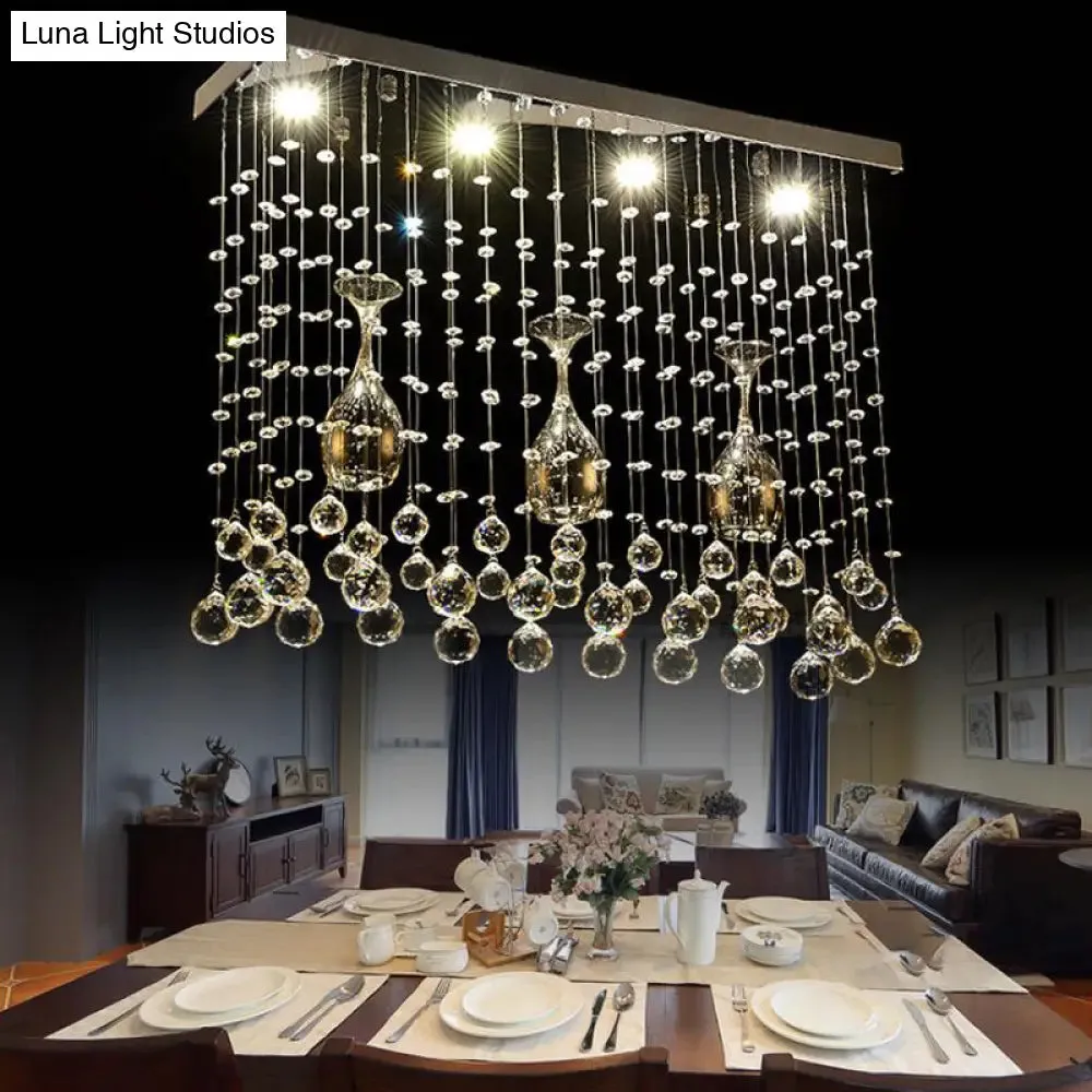 Contemporary Crystal LED Ceiling Mount Light with Chrome Finish in 3 Sizes