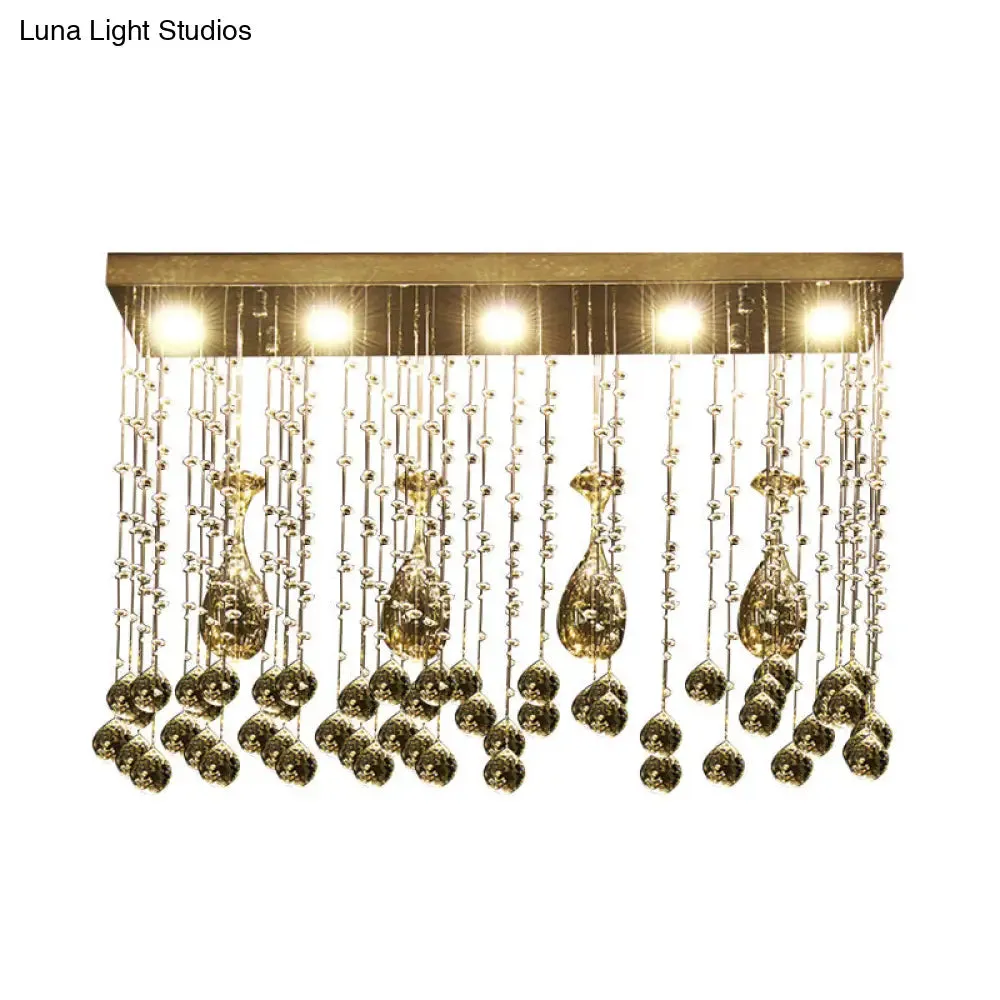 Contemporary Crystal LED Ceiling Mount Light with Chrome Finish in 3 Sizes