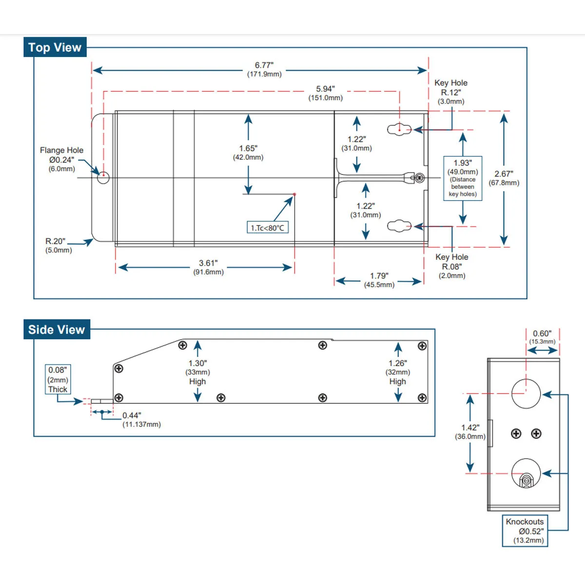 E-Series 96 Watts, 24VDC LED Driver, Class 2, Triac Phase Dimming, NEMA 3R, UL Enclosure