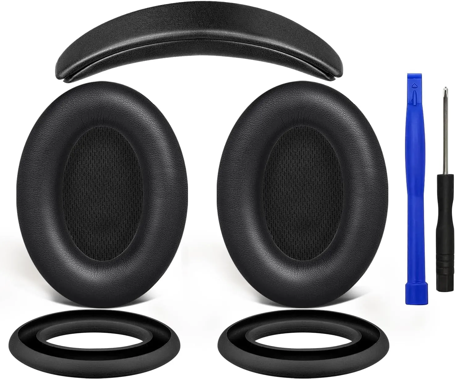 Ear Pads Cushions   Headband   Silicone Earpads Cover Protector, Replacement Kit for Bose QuietComfort 15(QC15)/QuietComfort 2(QC 2) Over-Ear Headphones - Black