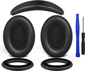 Ear Pads Cushions   Headband   Silicone Earpads Cover Protector, Replacement Kit for Bose QuietComfort 15(QC15)/QuietComfort 2(QC 2) Over-Ear Headphones - Black