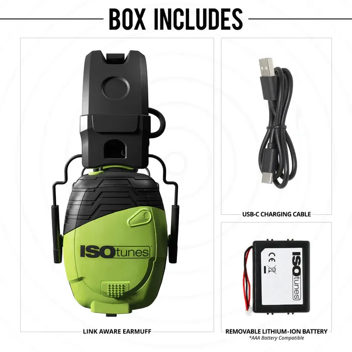 Earmuffs - ISOtunes LINK Aware Bluetooth Earmuff, Safety Green, IT-34B