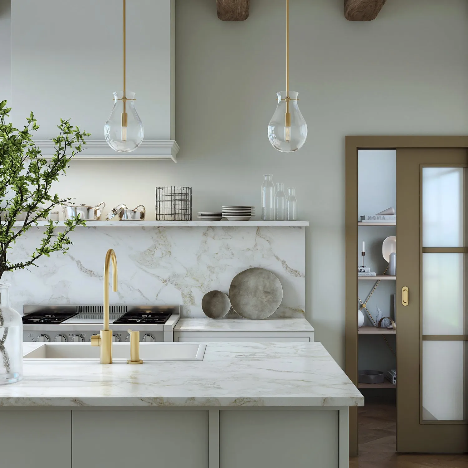 Emma LED Pendant Light, Brass