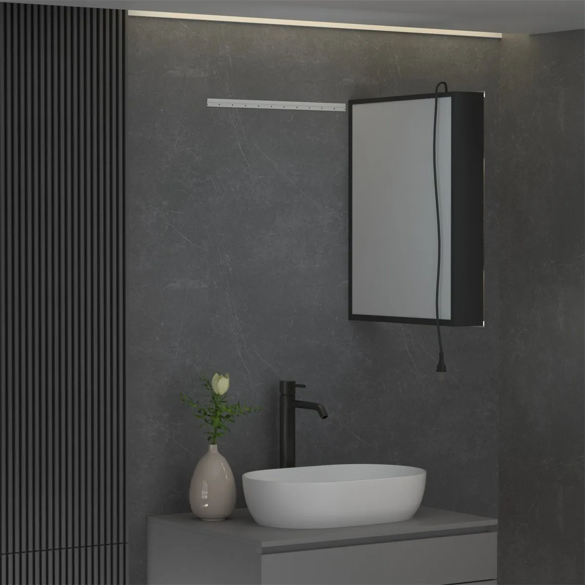 ExBrite 20" W x 26" H LED Bathroom Light Medicine Cabinet with Mirrors Left Side