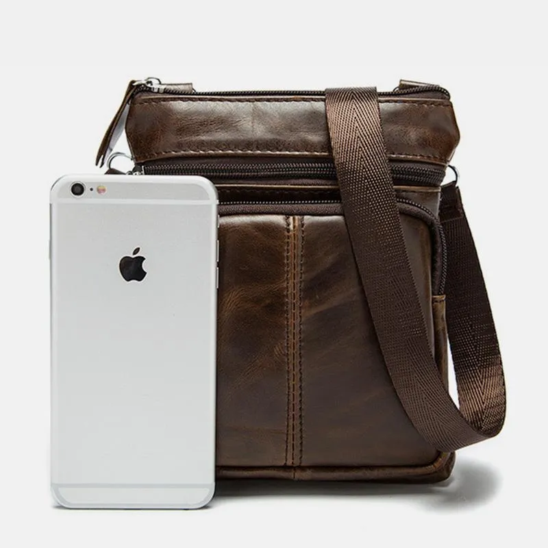 Genuine Leather Vintage Multi-function Crossbody Bag