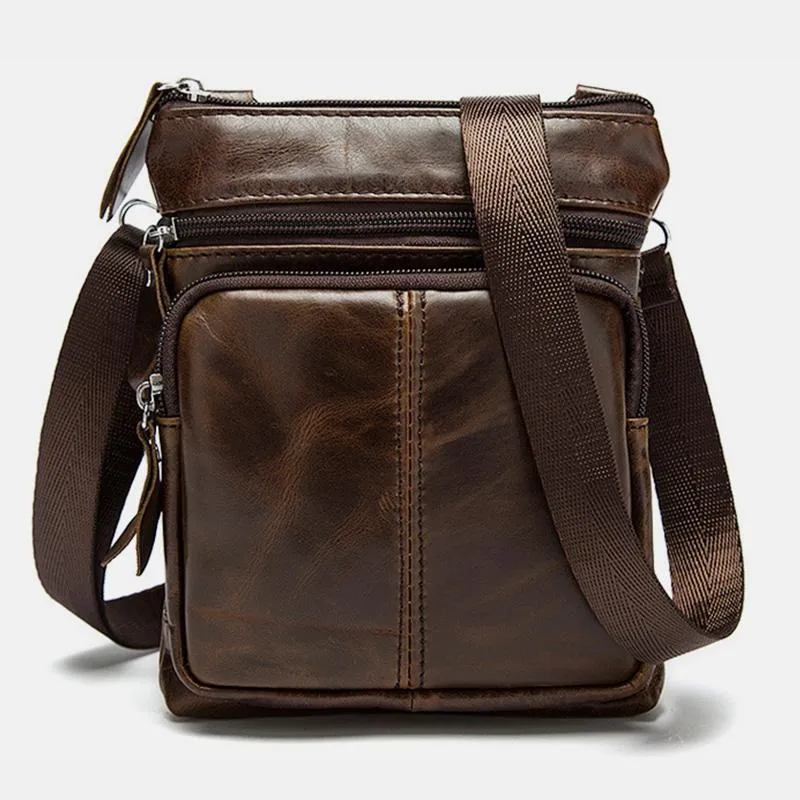 Genuine Leather Vintage Multi-function Crossbody Bag