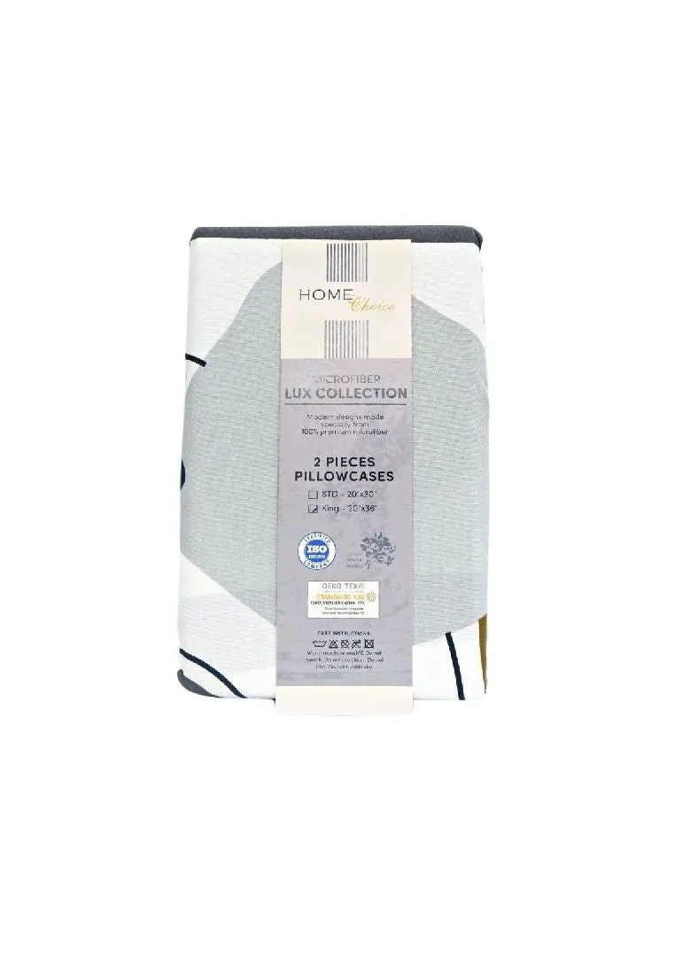 Home Choice Premium Microfiber Reto Geo Gray Collection Pillow Case