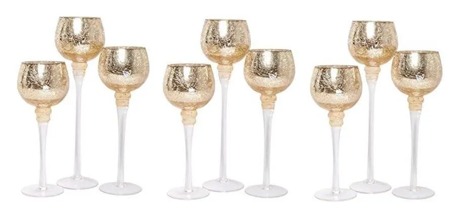 Hosley® S-3 Crackle Gold Glass Tealight Holders