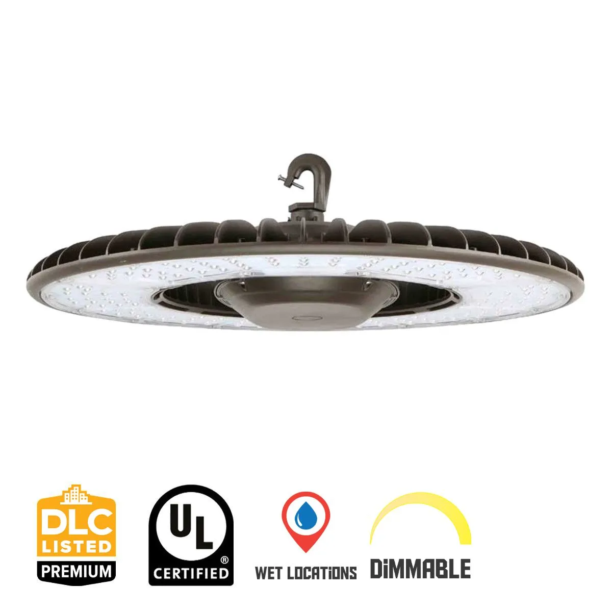 Industrial Round High Bay LED Light, 350 Watts Adjustable, 62000 Lumens, 5000K, 120/277V