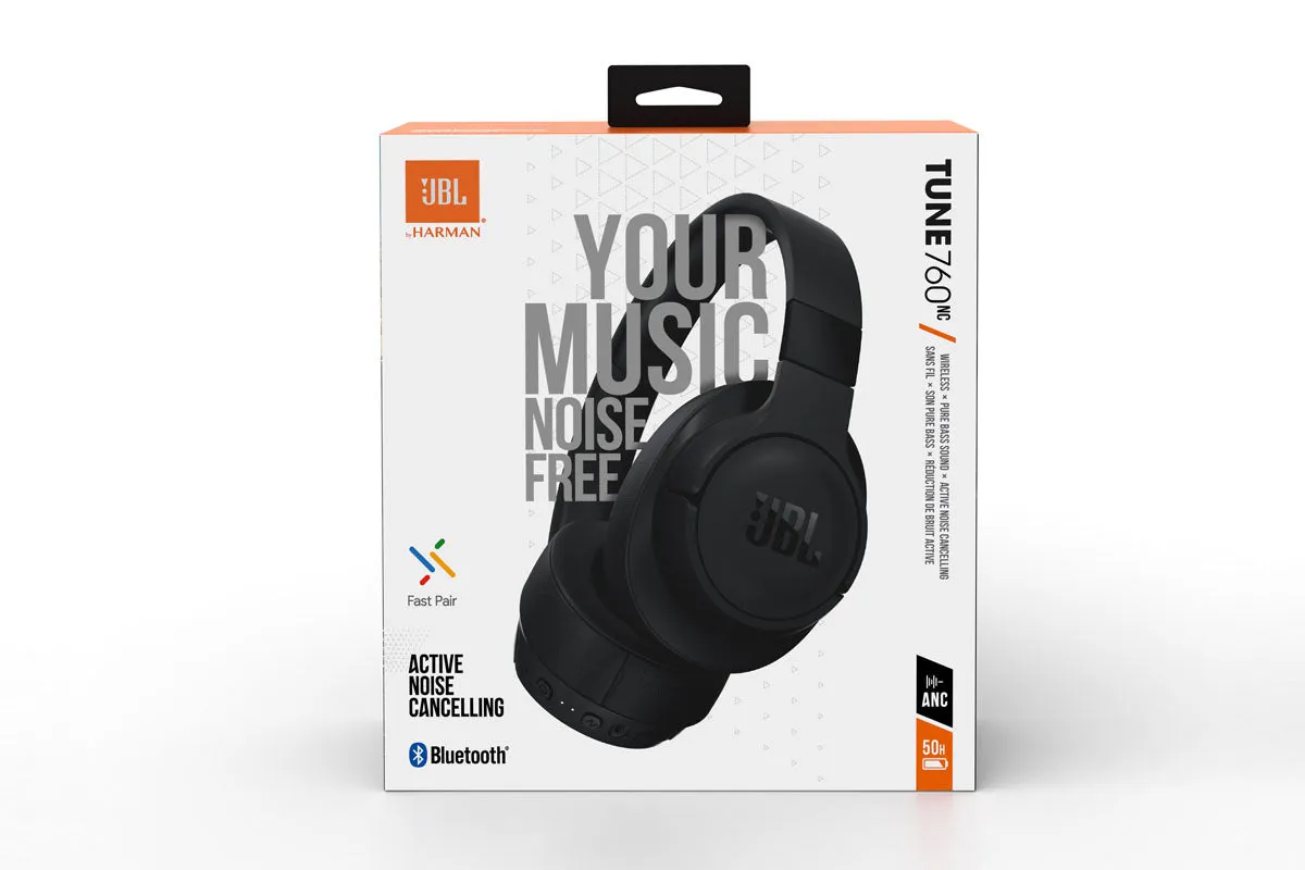 JBL Tune 760 NC Wireless Over-Ear Headphones - Black