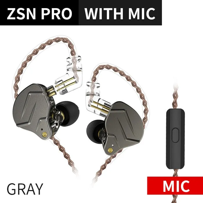 KZ ZSN Pro In Ear Earphones 1BA 1DD Hybrid technology HIFI Bass Metal Earbuds Headphones Sport Noise Cancelling Headset Monitor