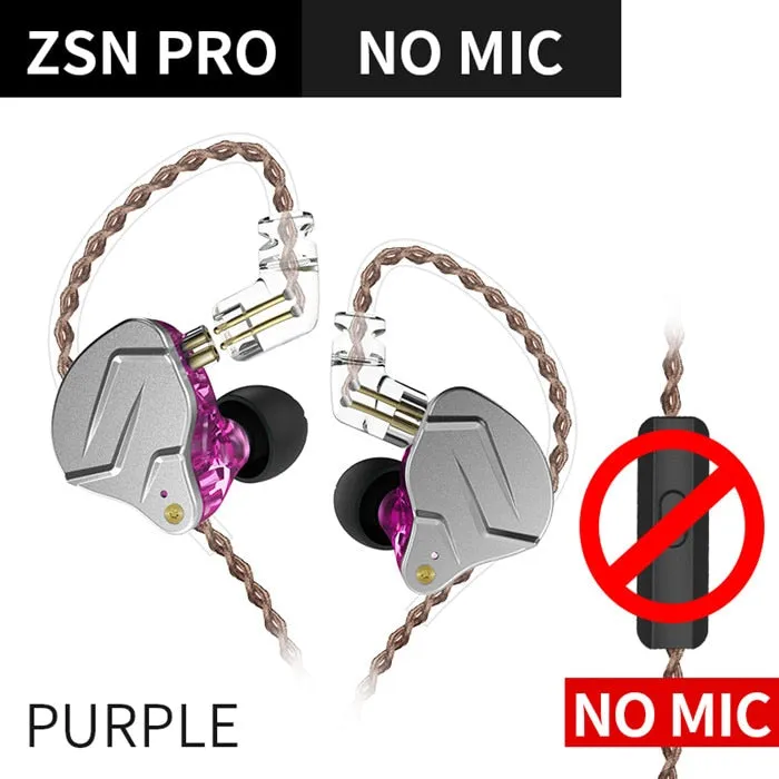 KZ ZSN Pro In Ear Earphones 1BA 1DD Hybrid technology HIFI Bass Metal Earbuds Headphones Sport Noise Cancelling Headset Monitor