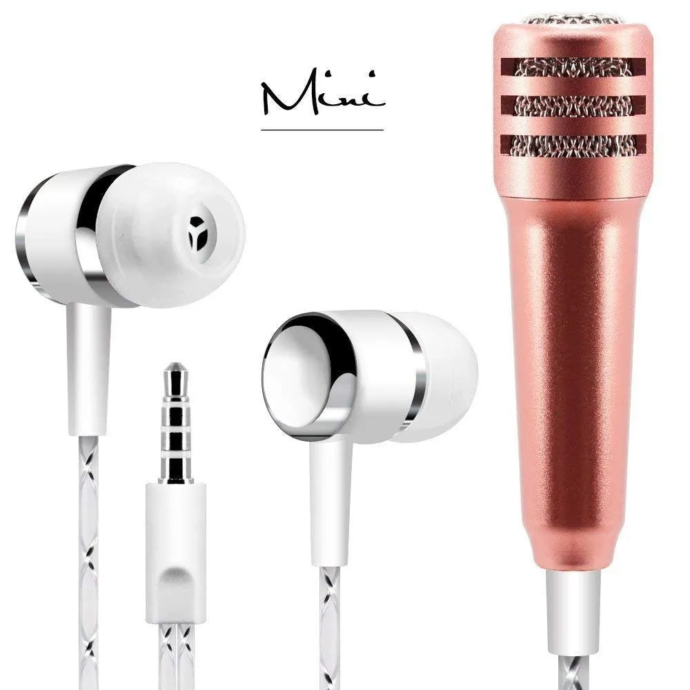 Mini Condenser Microphone Stereo Noise Cancelling Mic with Earphone for Voice Recording,Chatting Compatible for All Smartphones,All Tablets