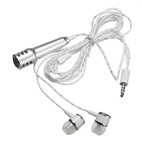 Mini Condenser Microphone Stereo Noise Cancelling Mic with Earphone for Voice Recording,Chatting Compatible for All Smartphones,All Tablets