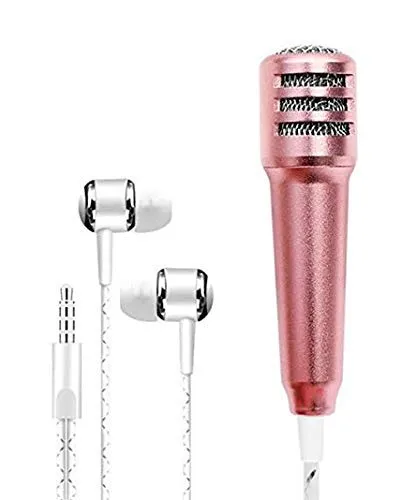 Mini Condenser Microphone Stereo Noise Cancelling Mic with Earphone for Voice Recording,Chatting Compatible for All Smartphones,All Tablets